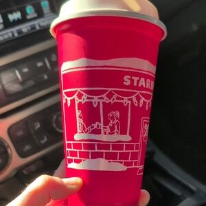 BRAND NEW Starbucks Vibrant Red Cup with White Design